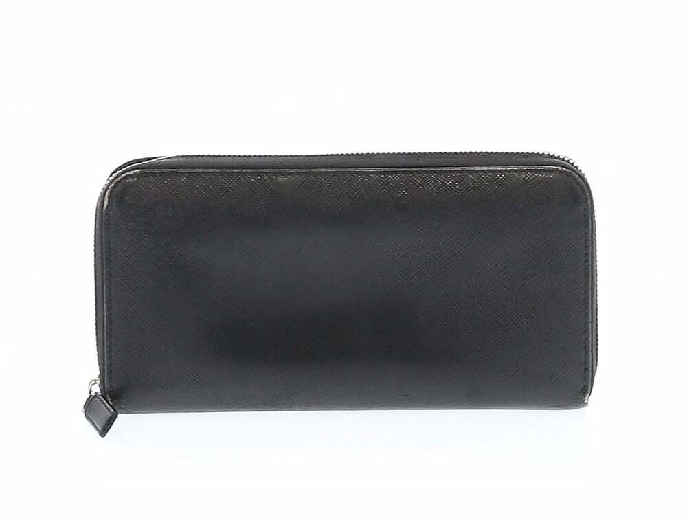 Prada Saffiano Leather Zip Around Continental Wallet Black